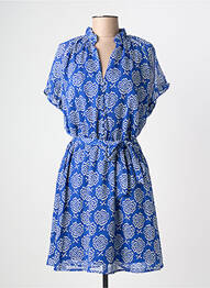 Rochie midi țesătură crep mâneci scurte albastru MOLLY BRACKEN femeie
