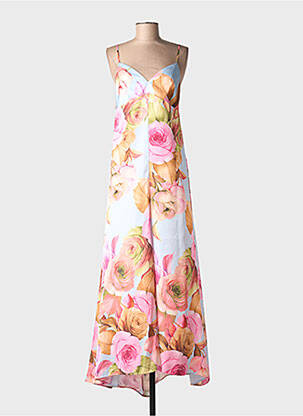 Rochie lungă imprimeu floral fără mâneci roz MILVA.MI femeie