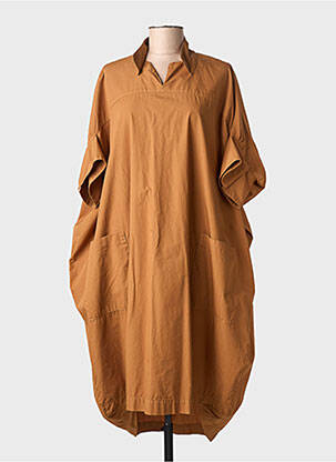 Rochie midi mâneci scurte mâneci scurte maro PIER ANTONIO GASPARI femeie