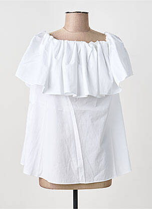 Bluză țesătură poplin mâneci scurte alb MAX MARA femeie