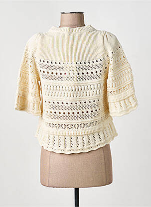 Pulover plasă decupată mâneci 3/4 bej WEEKEND MAXMARA femeie