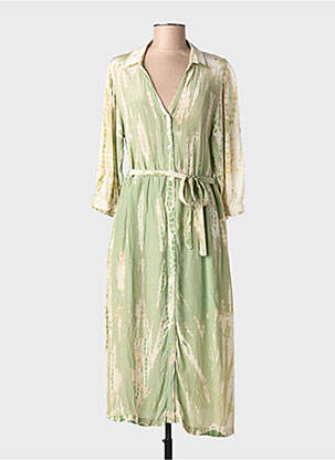 Rochie midi imprimeu fantezie mâneci lungi verde MKT STUDIO femeie