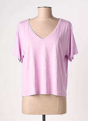Tricou guler în v mâneci scurte violet ABSOLUT CASHMERE femeie