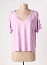 Tricou guler în v mâneci scurte violet ABSOLUT CASHMERE femeie