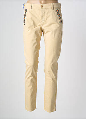 Pantalon slim țesătură poplin mărime normală bej HAPPY femeie
