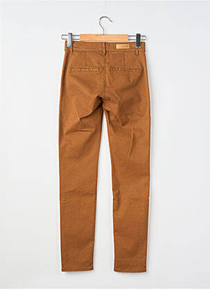Pantalon chino țesătură poplin mărime normală maro HAPPY femeie