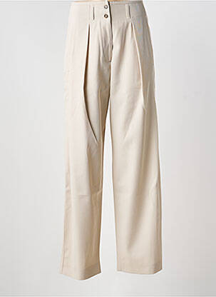Pantalon drept talie cu cleme talie înaltă bej WEEKEND MAXMARA femeie