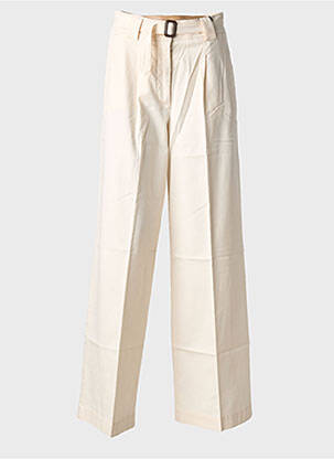 Pantalon larg țesătură poplin talie înaltă bej WEEKEND MAXMARA femeie