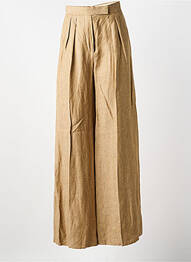 Pantalon larg țesătură crep talie înaltă bej MAX MARA femeie