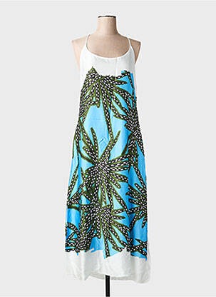 Rochie lungă mâneci cu bretele ajustabile bretele subțiri albastru BRAND UNIQUE femeie