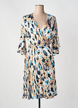 Rochie midi imprimeu floral mâneci lungi bej BRAND UNIQUE femeie