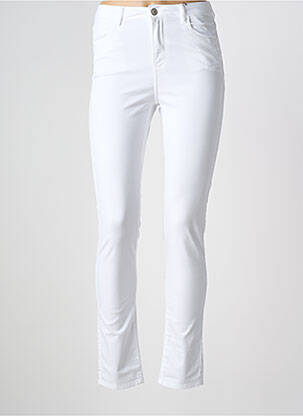 Pantalon slim țesătură poplin mărime normală alb KANOPE femeie