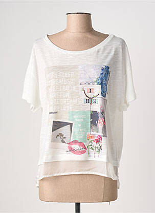 Tricou imprimeu fantezie mâneci scurte alb COQUELICOT femeie
