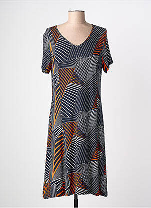 Rochie midi imprimeu fantezie mâneci scurte albastru FRANCE RIVOIRE femeie