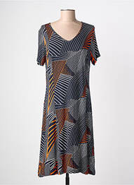 Rochie midi imprimeu fantezie mâneci scurte albastru FRANCE RIVOIRE femme