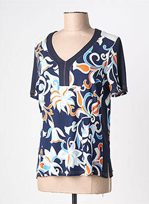 Tricou imprimeu fantezie mâneci scurte albastru FRANCE RIVOIRE femeie