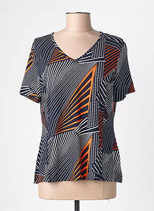 Tricou imprimeu fantezie mâneci scurte albastru FRANCE RIVOIRE femeie