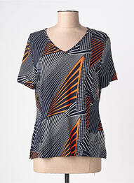 Tricou imprimeu fantezie mâneci scurte albastru FRANCE RIVOIRE femme