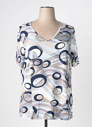 Tricou imprimeu fantezie mâneci scurte albastru FRANCE RIVOIRE femeie