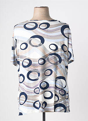 Tricou imprimeu fantezie mâneci scurte albastru FRANCE RIVOIRE femeie