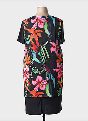 Rochie midi imprimeu floral mâneci scurte negru GREGORY PAT femeie