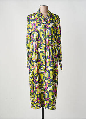 Rochie midi imprimeu fantezie mâneci lungi verde VAN-DOS femeie
