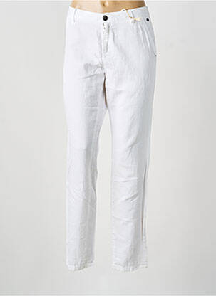 Pantalon chino țesătură poplin mărime normală alb DDP femeie
