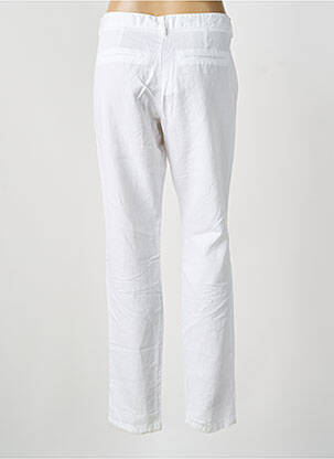 Pantalon chino țesătură poplin mărime normală alb DDP femeie