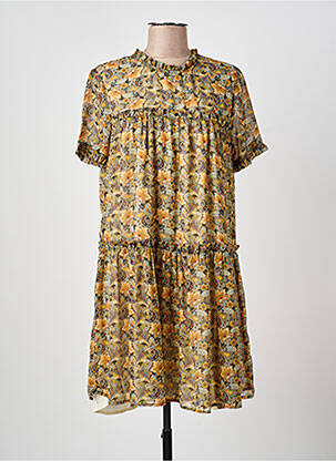 Rochie midi imprimeu floral mâneci scurte galben MOLLY BRACKEN femeie