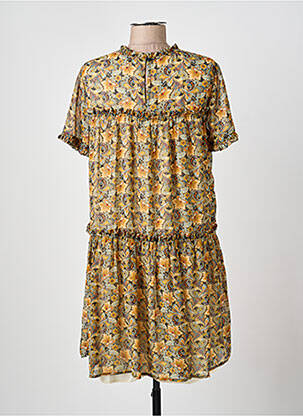 Rochie midi imprimeu floral mâneci scurte galben MOLLY BRACKEN femeie
