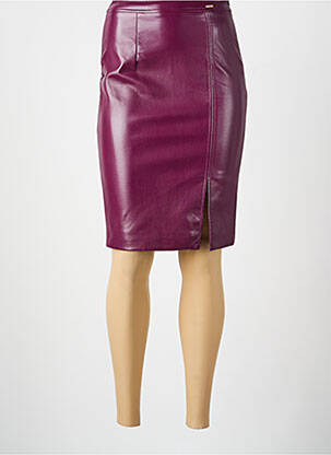 Fustă midi închidere cu fermoar lateral violet GUESS femeie