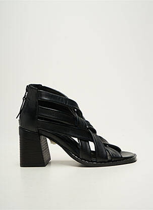 Sandale/pantofi decupați țesătură satinată toc de 7 la 9 cm negru REGARD femeie