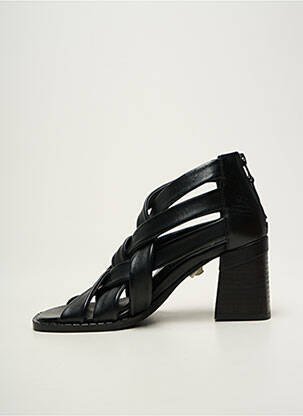 Sandale/pantofi decupați țesătură satinată toc de 7 la 9 cm negru REGARD femeie