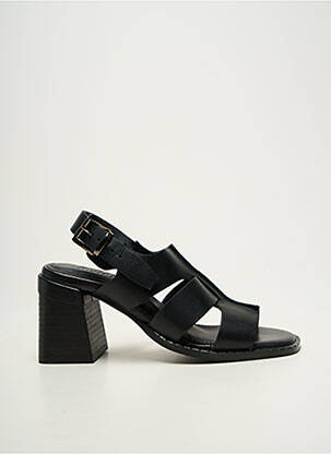 Sandale/pantofi decupați material neted toc de 7 la 9 cm negru REGARD femeie