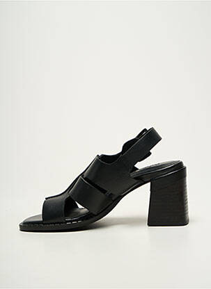 Sandale/pantofi decupați material neted toc de 7 la 9 cm negru REGARD femeie