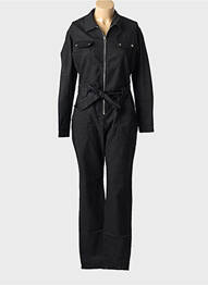 Salopetă-pantalon guler de bluză mâneci lungi negru ELÈSIG femeie