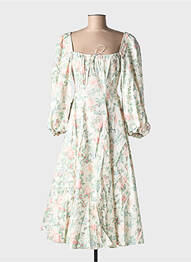 Rochie midi imprimeu floral mâneci lungi alb SELKIE femeie