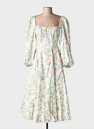 Rochie midi imprimeu floral mâneci lungi alb SELKIE femme