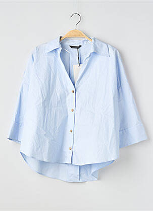 Cămașă țesătură poplin mâneci 3/4 albastru ZARA femme