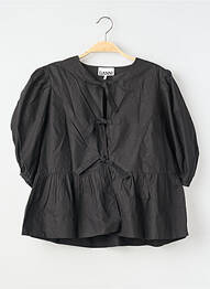 Bluză guler rotund mâneci 3/4 negru GANNI femme