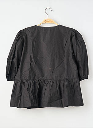 Bluză țesătură poplin mâneci 3/4 negru GANNI femeie