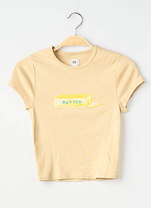 Tricou serigrafie flockată mâneci scurte bej BDG femeie