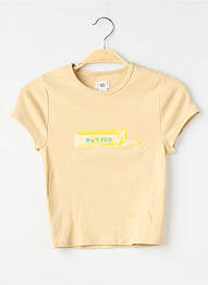 Tricou serigrafie flockată mâneci scurte bej BDG femeie