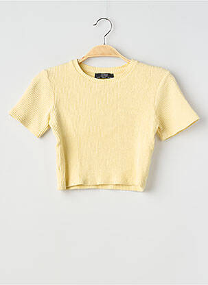 Top elasticitate mâneci scurte galben BERSHKA femme