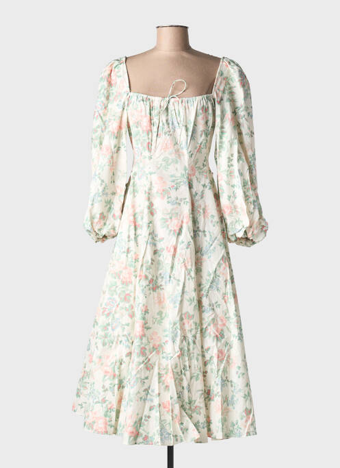 Rochie midi imprimeu floral mâneci lungi alb SELKIE femme