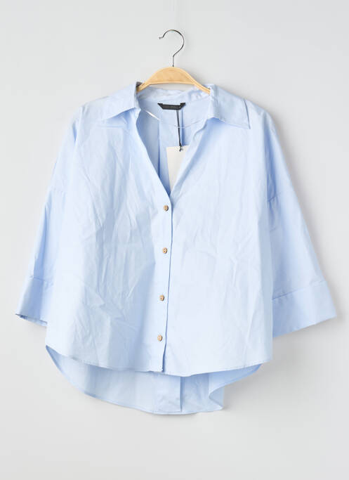 Cămașă țesătură poplin mâneci 3/4 albastru ZARA femme