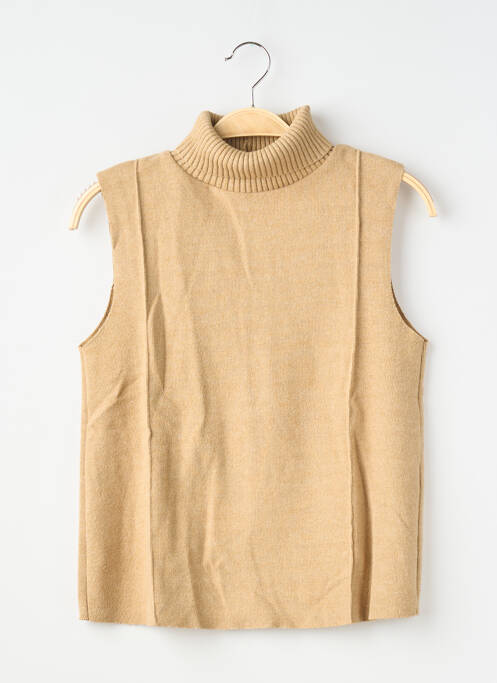 Pulover cu guler înalt elasticitate fără mâneci maro ZARA femme