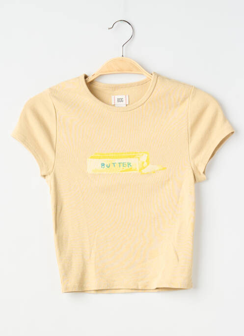 Tricou serigrafie flockată mâneci scurte bej BDG femme