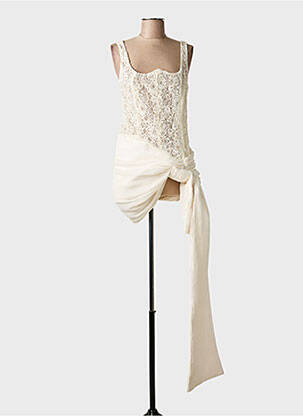 Rochie scurtă închidere cu fermoar la spate bretele subțiri bej INNOVARE DENIM femme