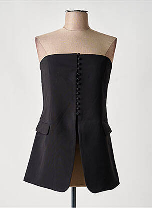 Top guler pătrat fără mâneci negru BOA femme